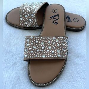 Art Class Girls Sandals with Pearl Embellishments